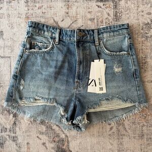 *NWT* ZARA ZW THE CUT OFF SHORTS BLUE SIZE 4 (36)